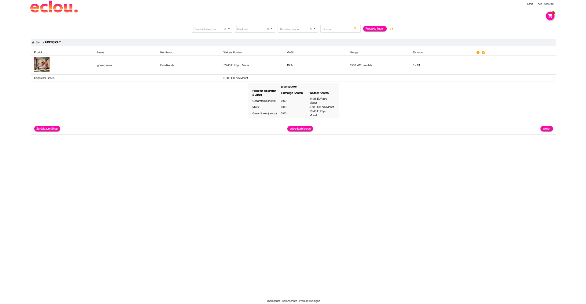 Bestellprozess in eclou.salesflow